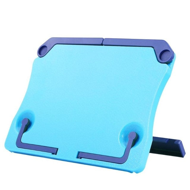 Blauwe plastic boekenstandaard
