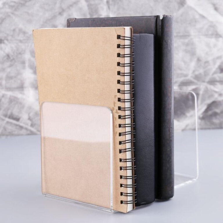 Boekensteun van doorzichtig plastic