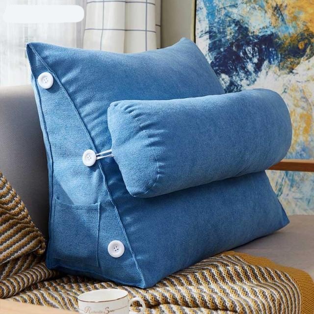 Driehoekig kussen blauw